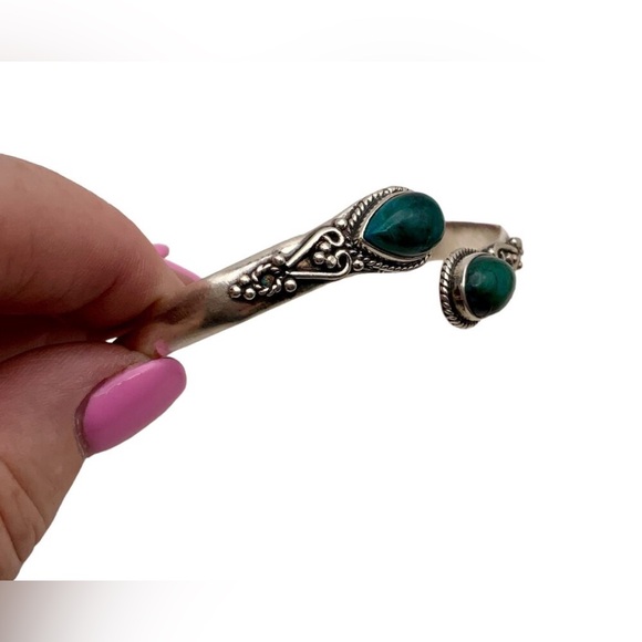 Chrysocolla Bangle Bracelet in Sterling Silver - Picture 3 of 4